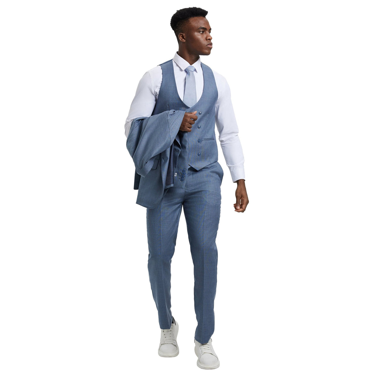 Men's Stacy Adams Sharkskin 3 - Piece Suit - Bundle Bus