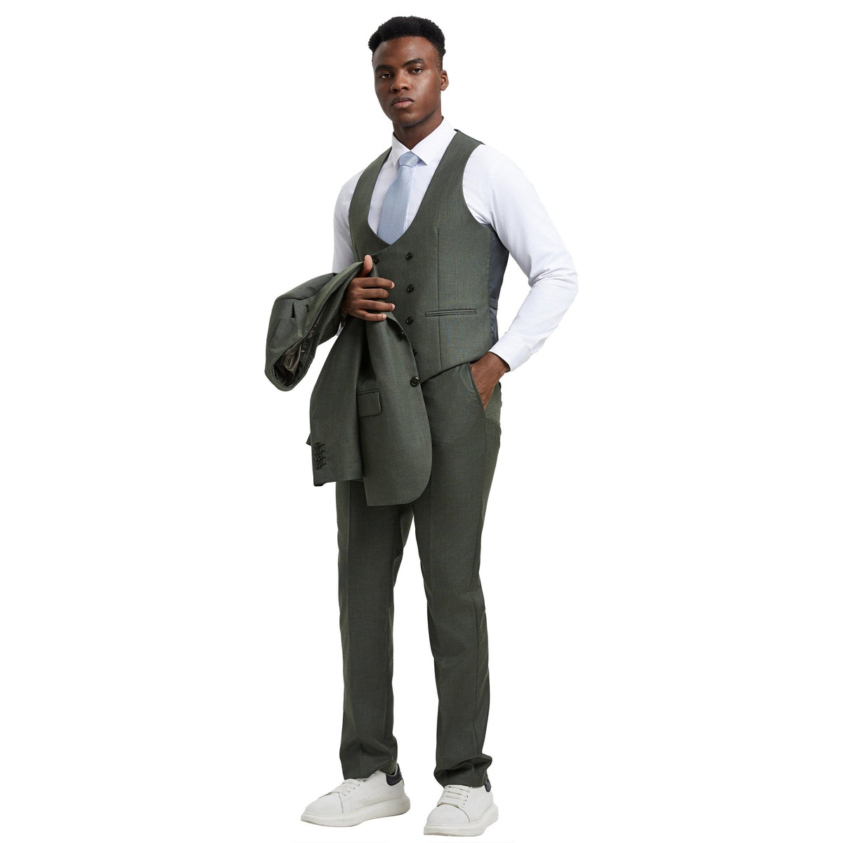 Men's Stacy Adams Sharkskin 3 - Piece Suit - Bundle Bus