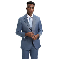 Men's Stacy Adams Sharkskin 3 - Piece Suit - Bundle Bus