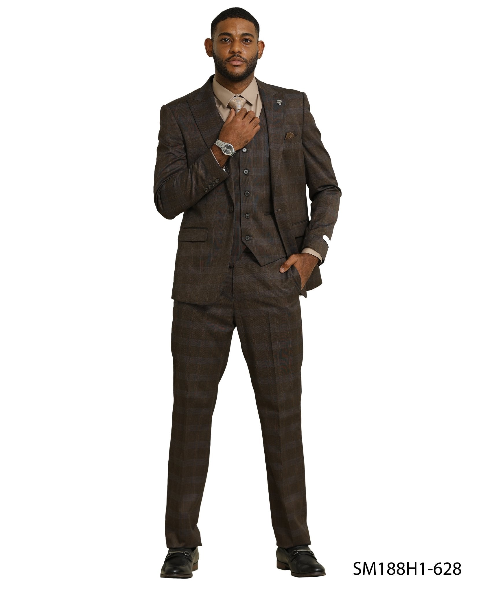 Mens Suit Glen Check by Stacy Adams - Bundle Bus