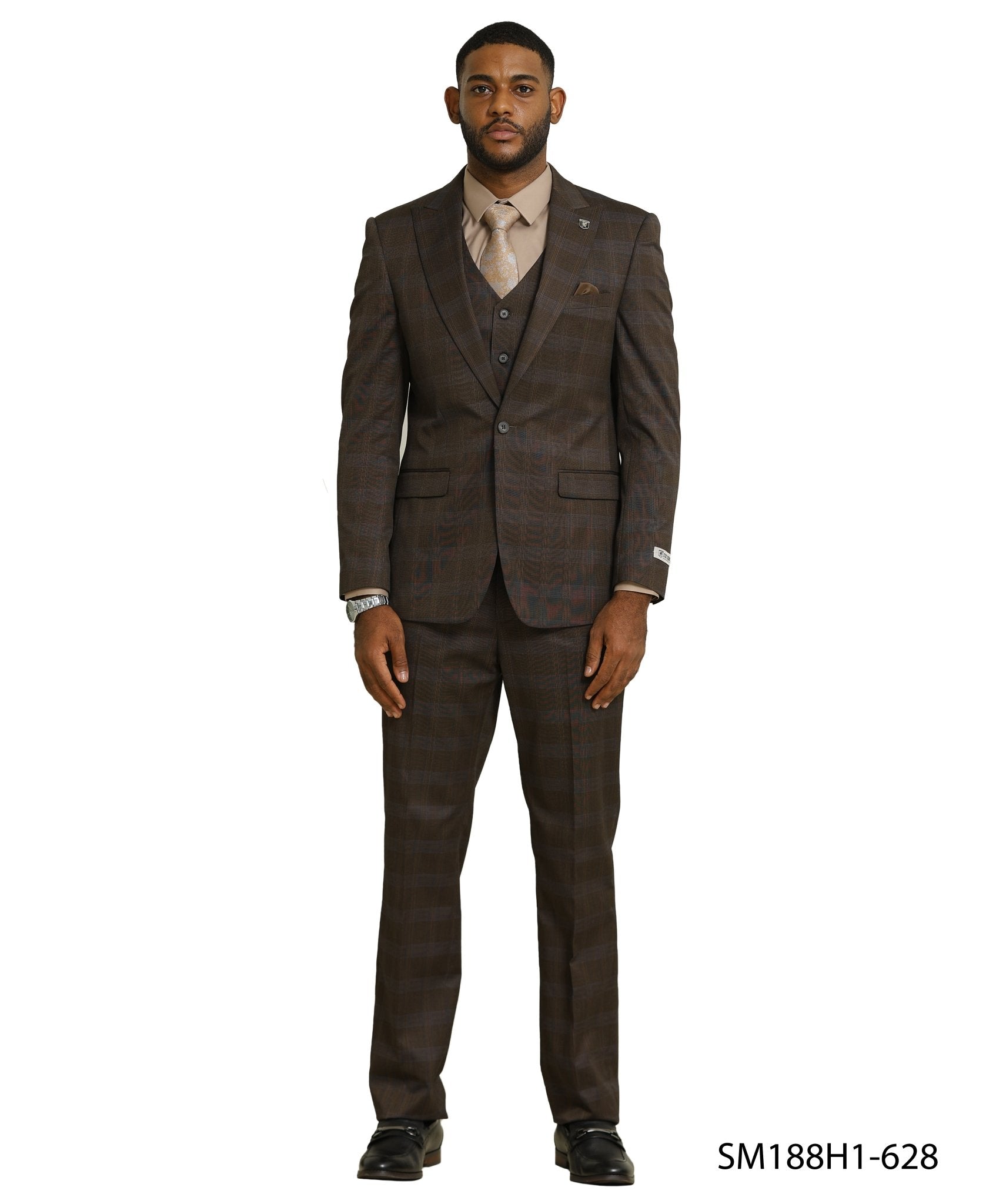 Mens Suit Glen Check by Stacy Adams - Bundle Bus