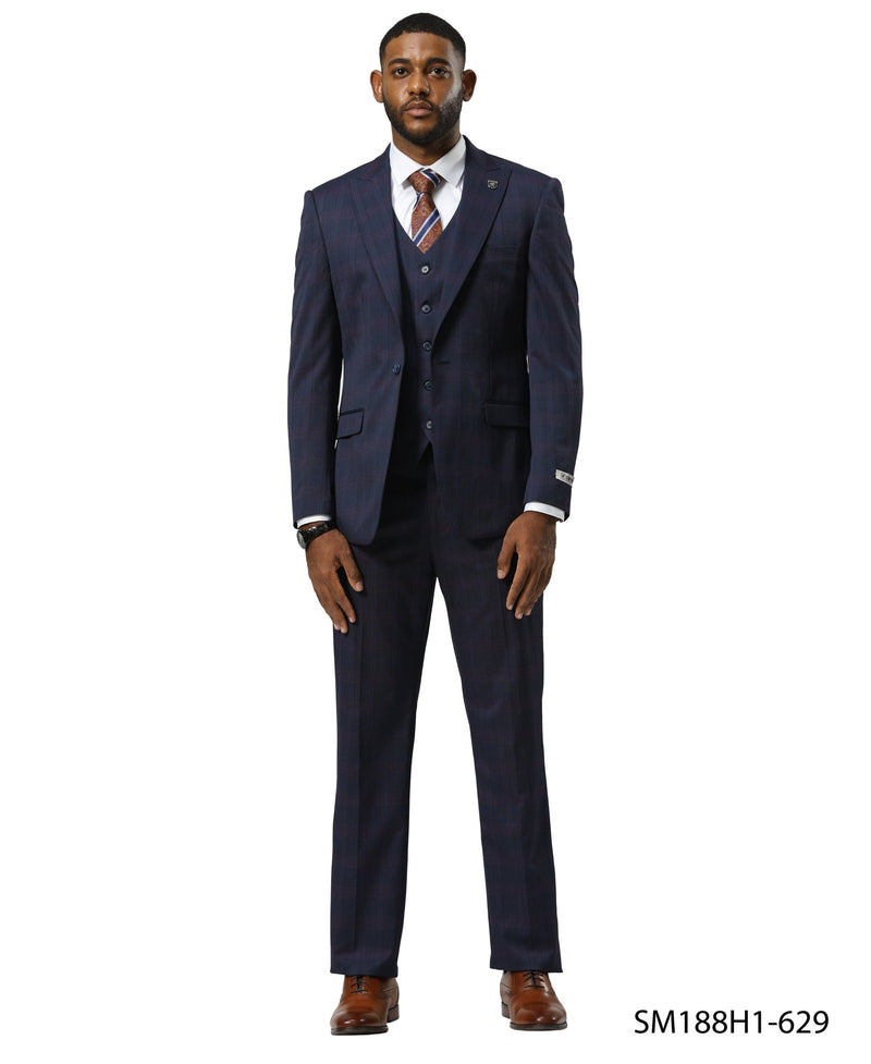 Mens Suit Glen Check by Stacy Adams - Bundle Bus