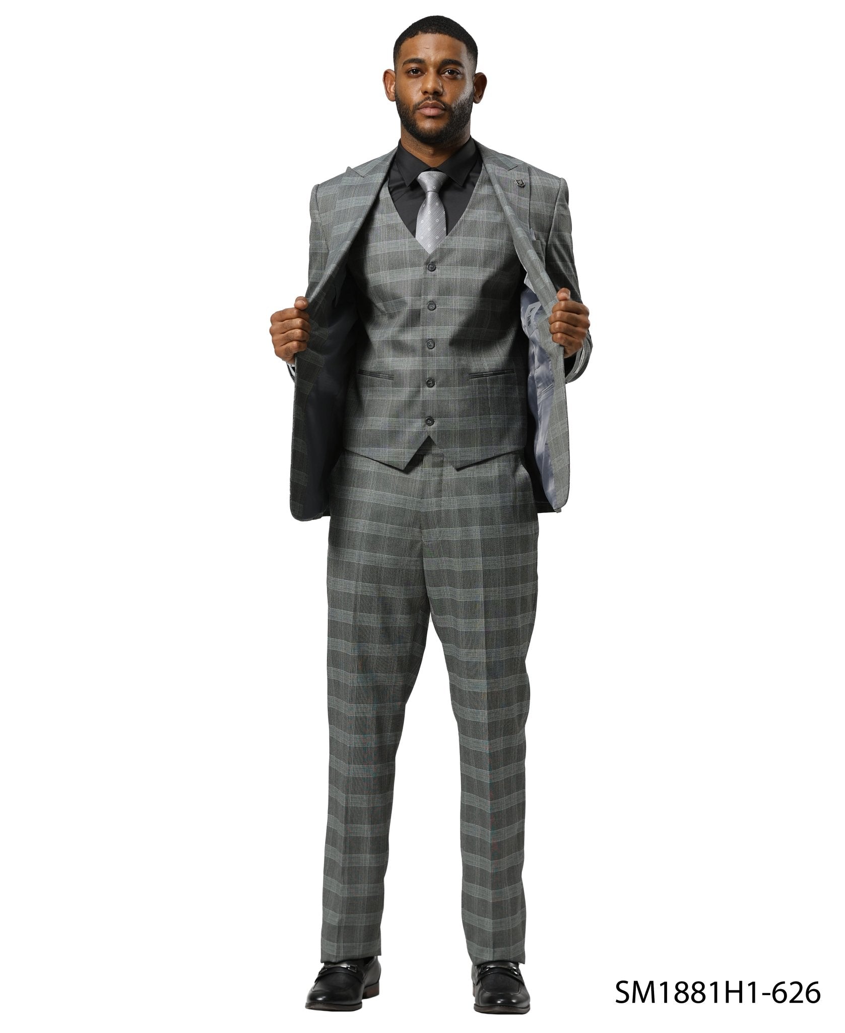 Mens Suit Glen Check by Stacy Adams - Bundle Bus