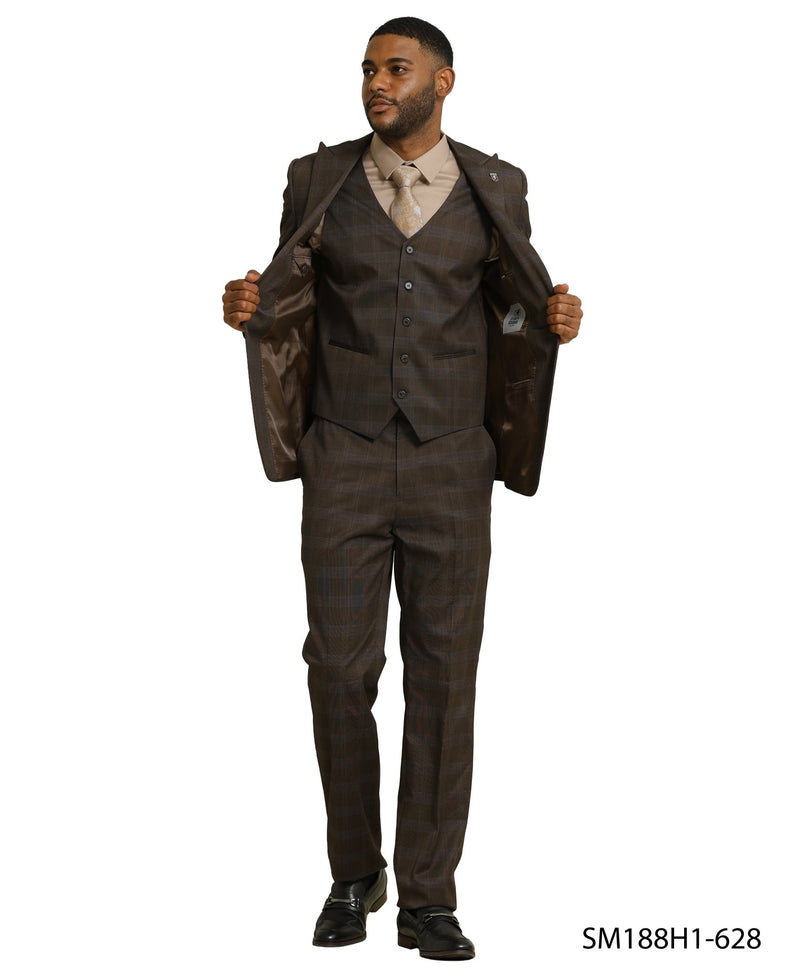 Mens Suit Glen Check by Stacy Adams - Bundle Bus