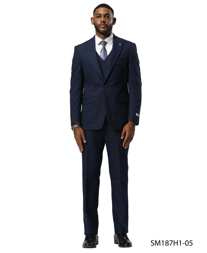 Mens Suit Windowpane by Stacy Adams - Bundle Bus