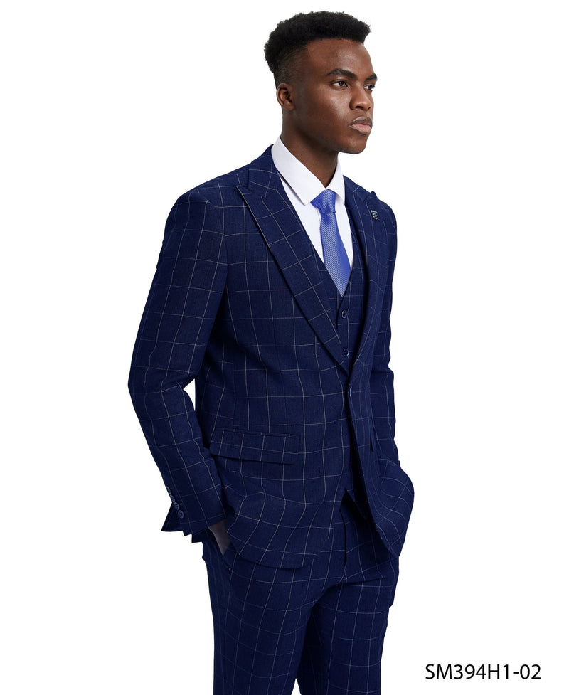 Mens Suit Windowpane By Stacy Adams - Bundle Bus