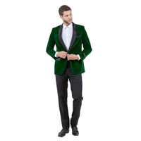 Men's Velvet Slim - Fit Blazer w/ Satin Shawl Collar - Bundle Bus