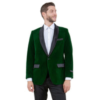 Men's Velvet Slim - Fit Blazer w/ Satin Shawl Collar - Bundle Bus