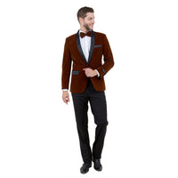 Men's Velvet Slim - Fit Blazer w/ Satin Shawl Collar - Bundle Bus