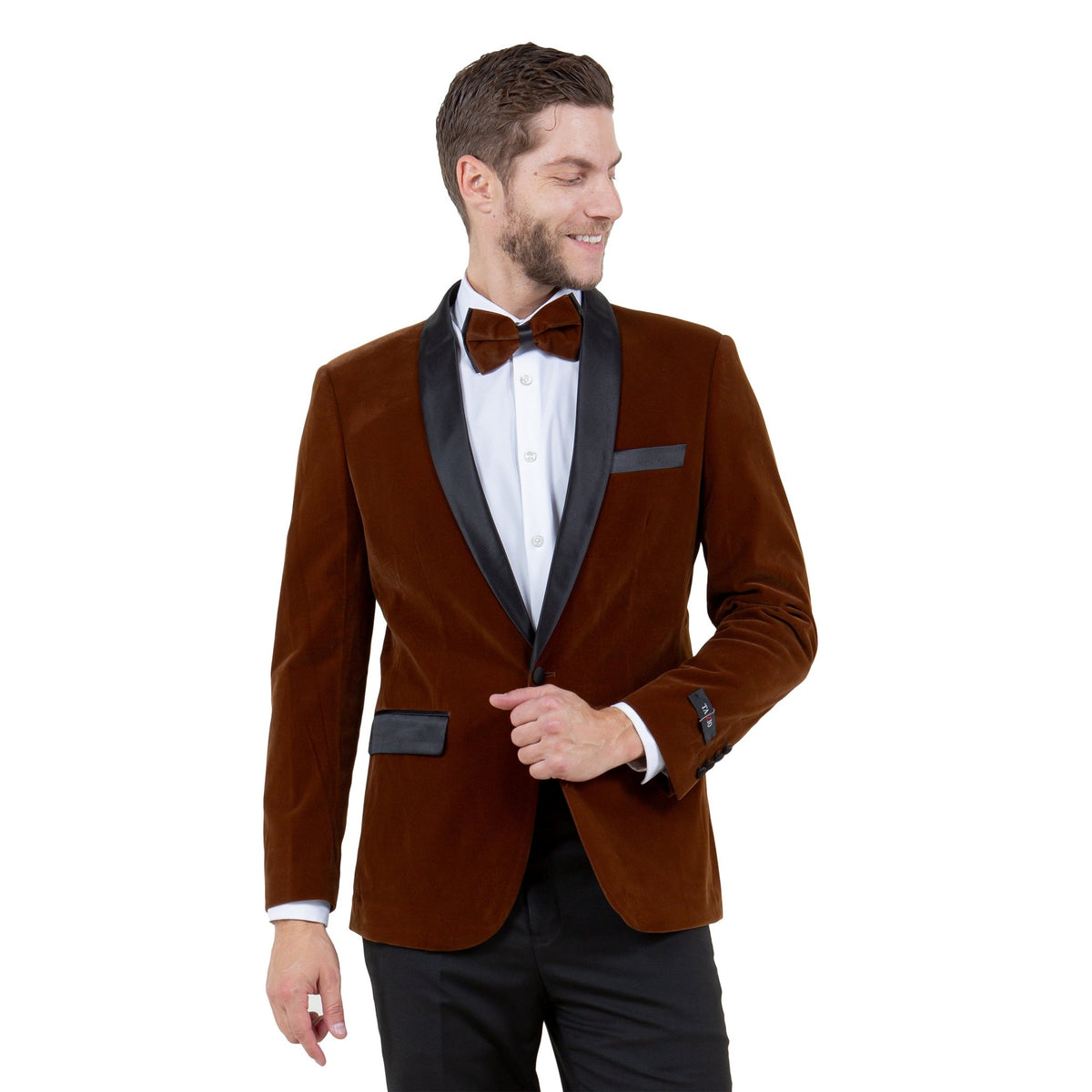 Men's Velvet Slim - Fit Blazer w/ Satin Shawl Collar - Bundle Bus