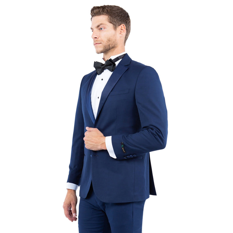 Navy Zegarie Notch Lapel Tuxedo Jacket For Men - Bundle Bus