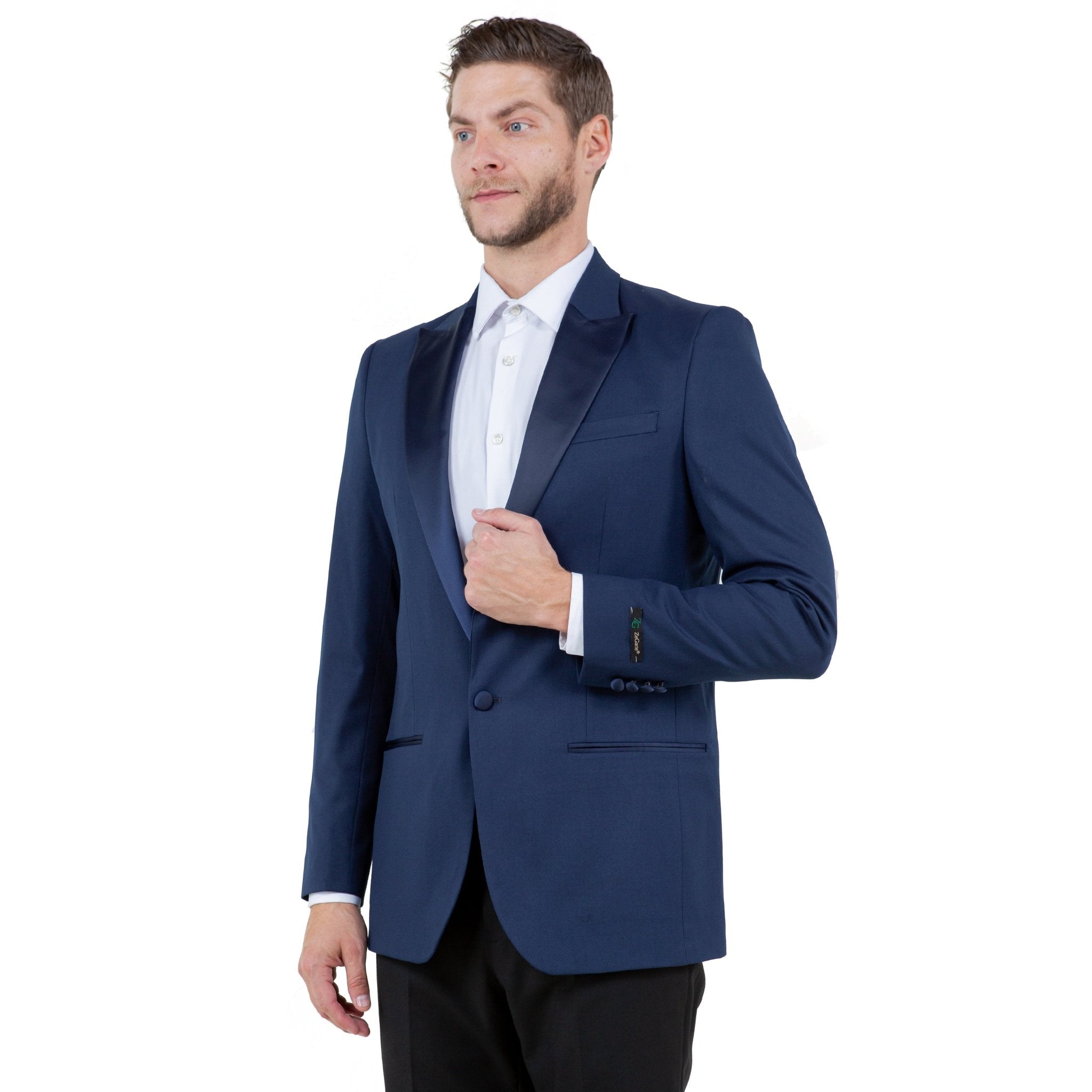 Navy Zegarie Peak Lapel Tuxedo Jacket For Men - Bundle Bus