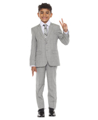 Perry Ellis Boy's 5pc Glenplaid Suit - Bundle Bus