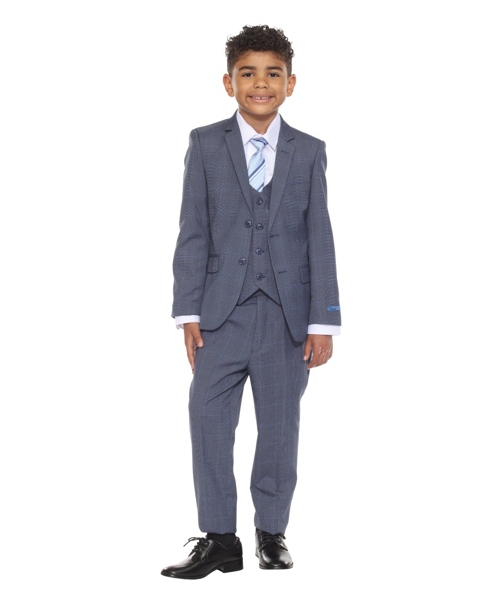 Perry Ellis Boy's 5pc Glenplaid Suit - Bundle Bus
