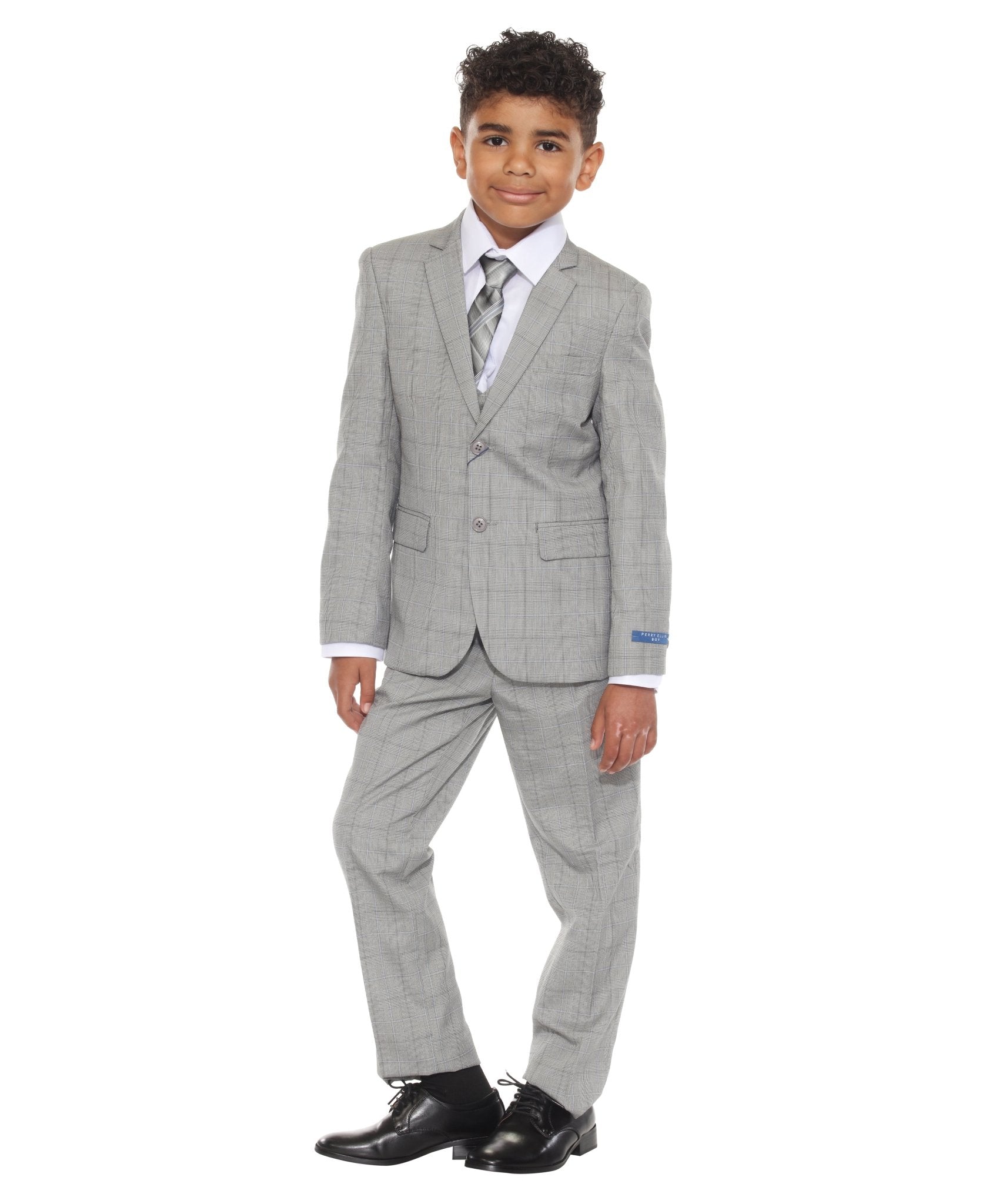 Perry Ellis Boy's 5pc Glenplaid Suit - Bundle Bus