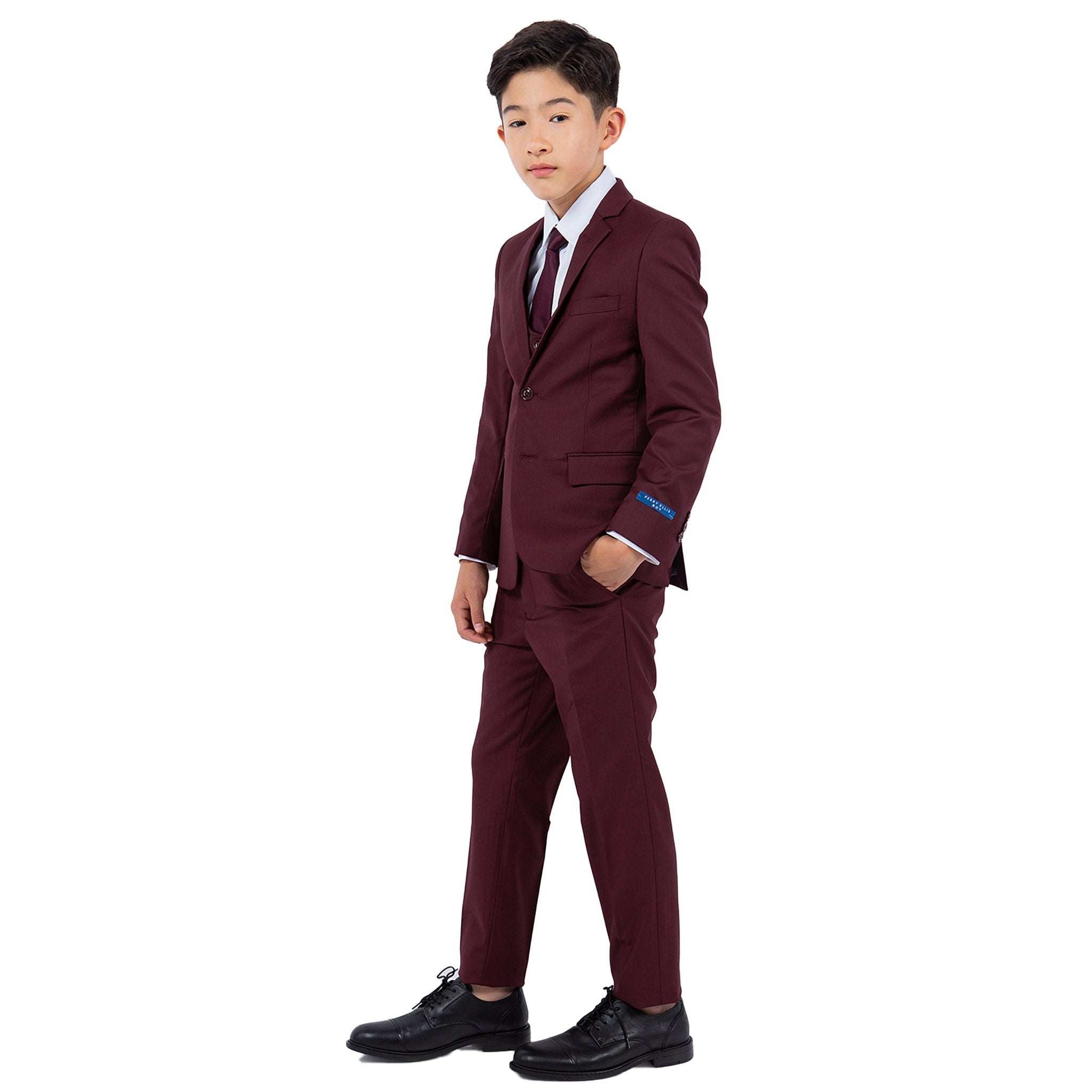 Perry Ellis Boy's 5pc Solid Suit - Bundle Bus