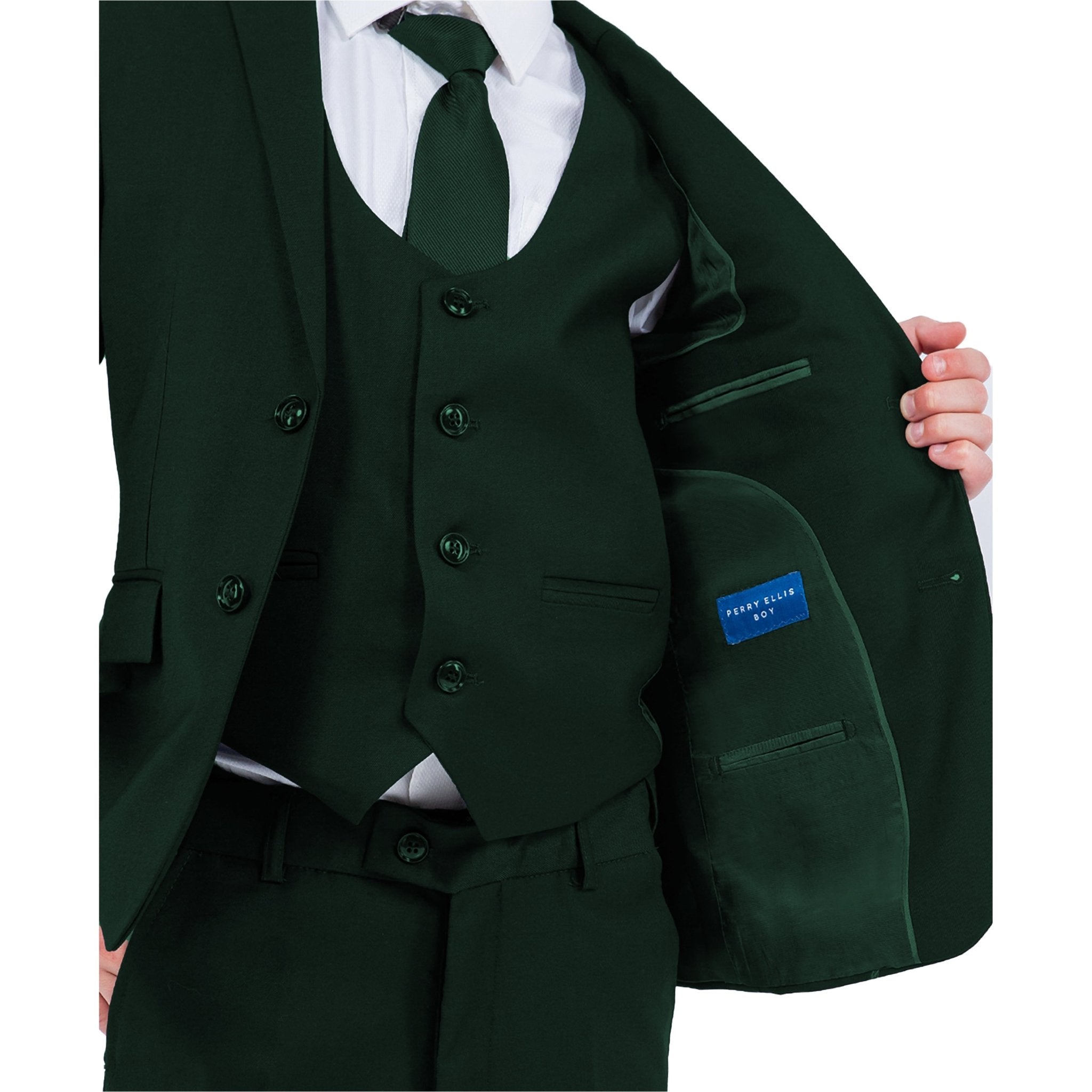 Perry Ellis Boy's 5pc Solid Suit - Bundle Bus