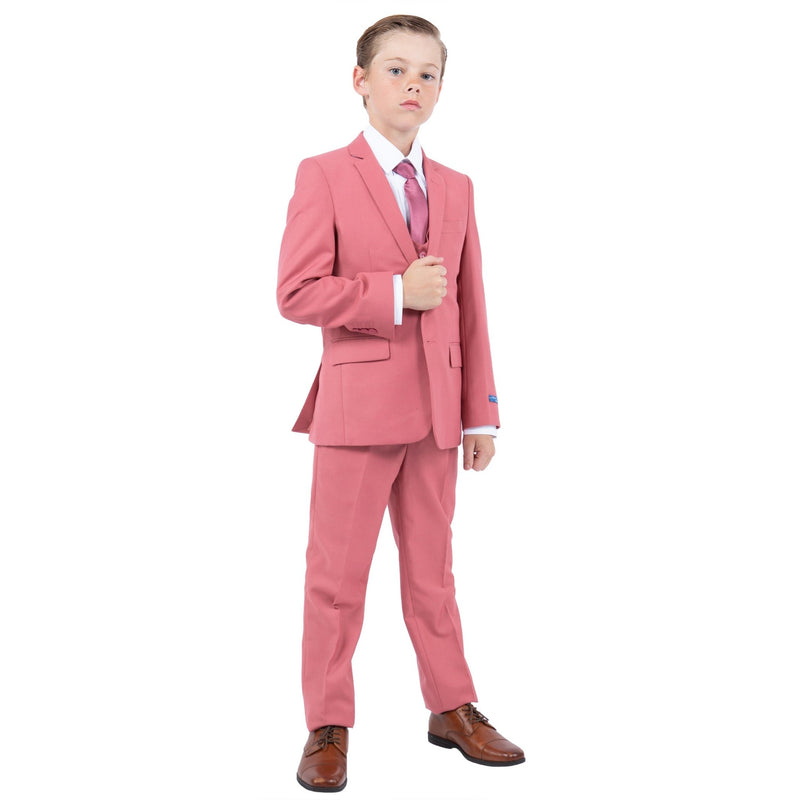 Perry Ellis Boy's 5pc Solid Suit - Bundle Bus