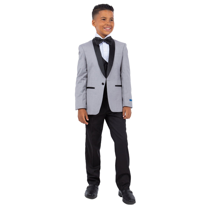 Perry Ellis Boy's 5pc Solid Tuxedo - Bundle Bus