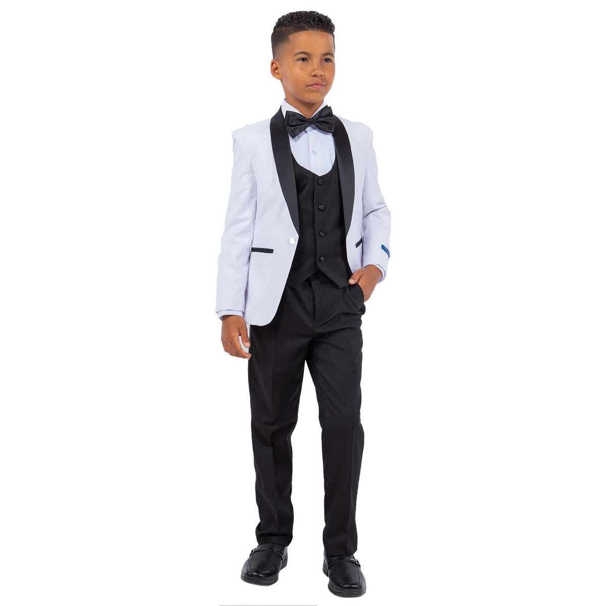 Perry Ellis Boy's 5pc Solid Tuxedo - Bundle Bus