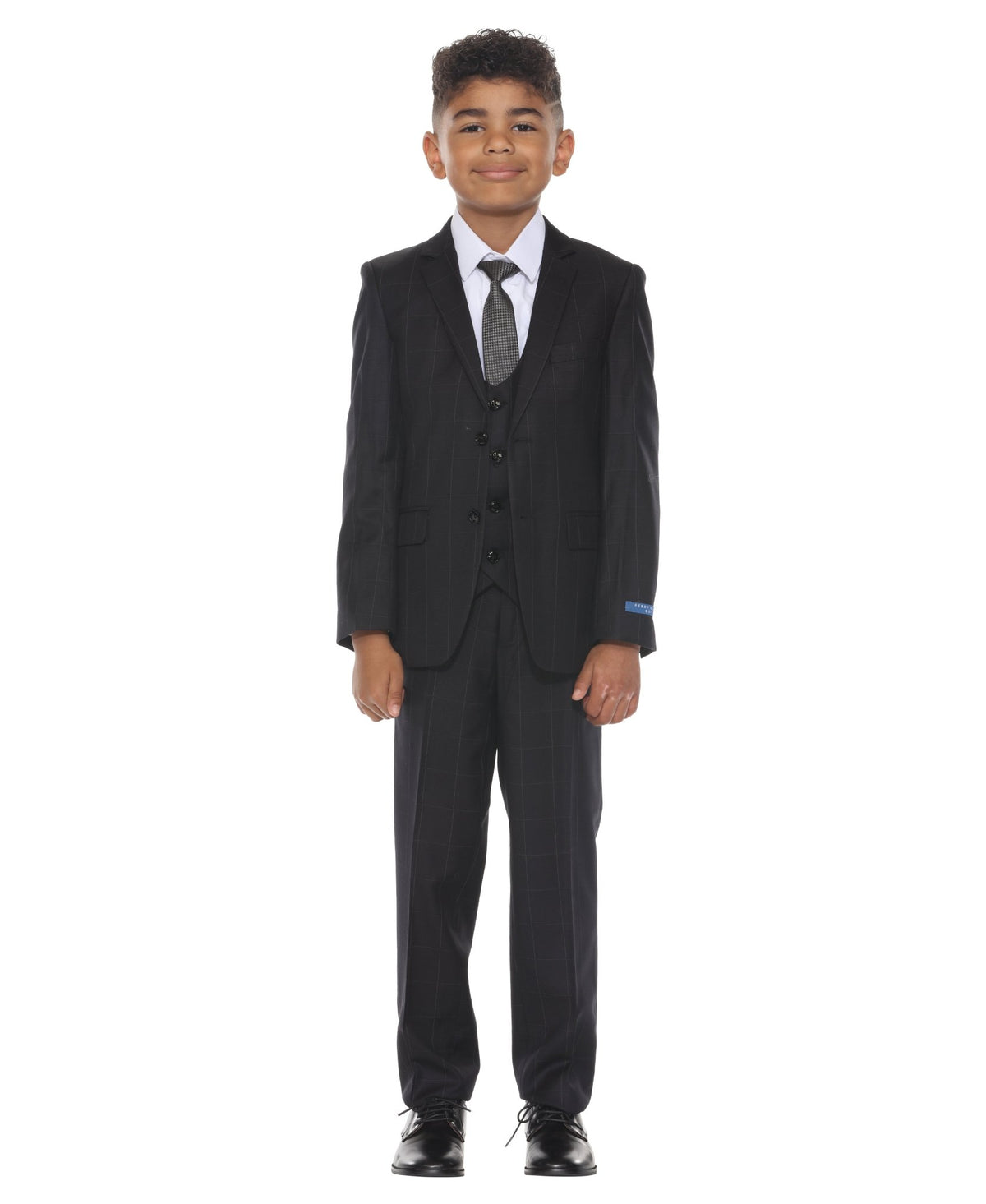 Perry Ellis Boy's 5pc Windowpane Suit - Bundle Bus