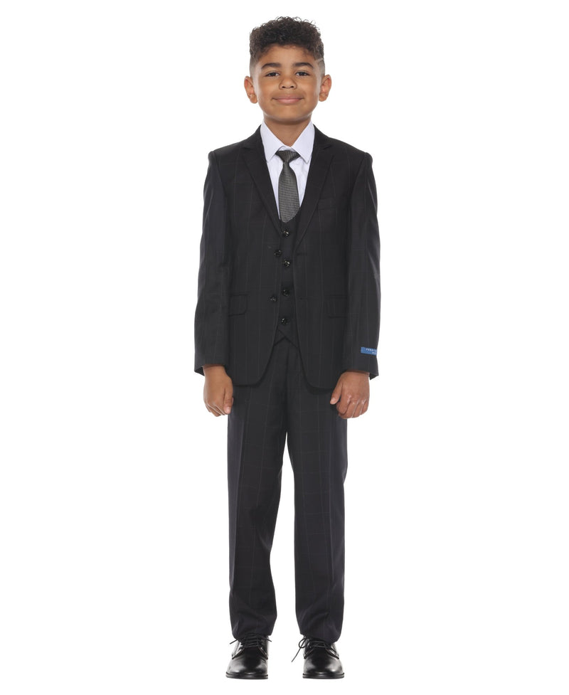 Perry Ellis Boy's 5pc Windowpane Suit - Bundle Bus