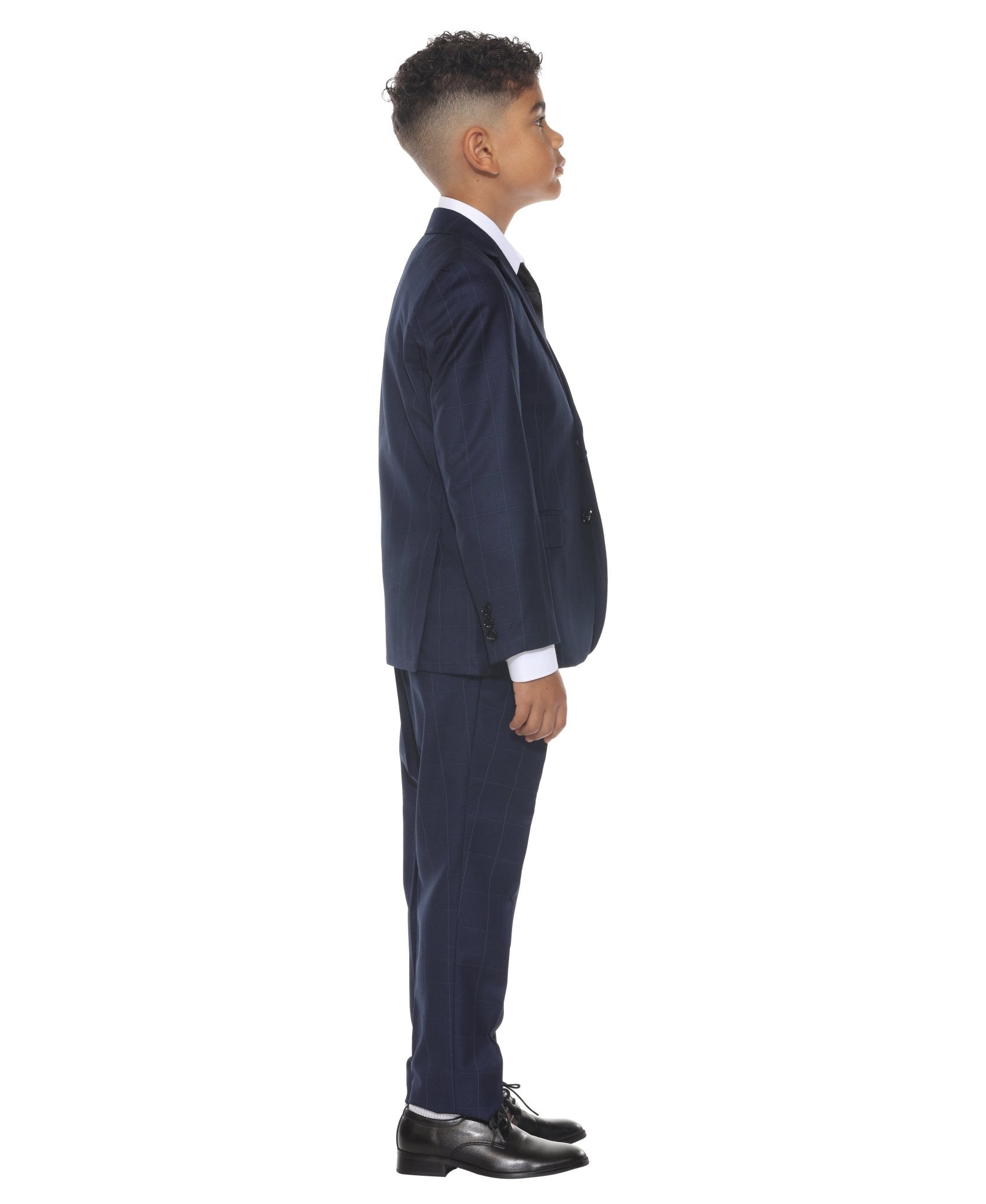 Perry Ellis Boy's 5pc Windowpane Suit - Bundle Bus