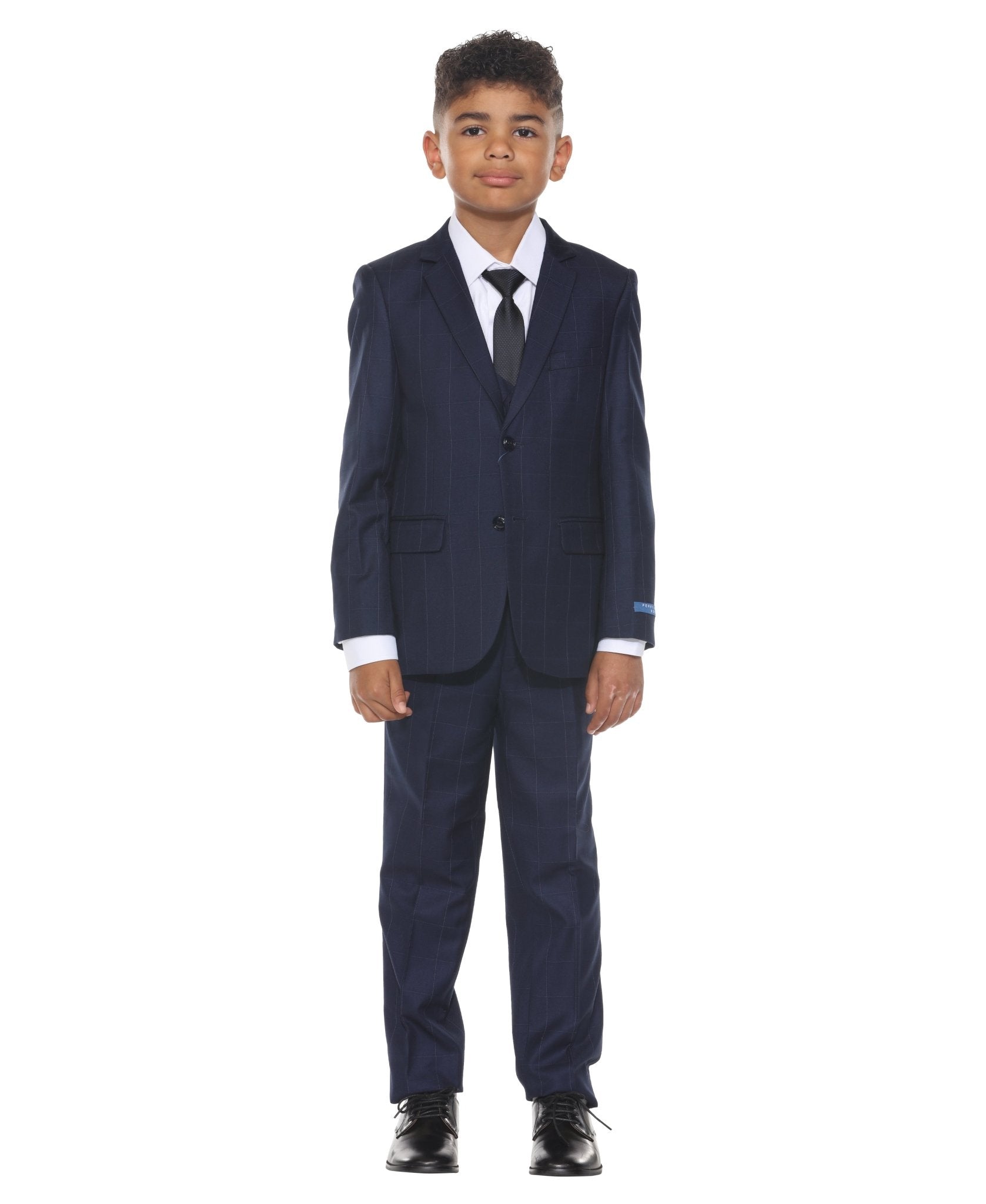 Perry Ellis Boy's 5pc Windowpane Suit - Bundle Bus
