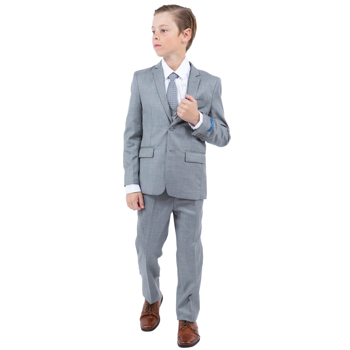 Perry Ellis Boy's Sharkskin 5pc Suit - Bundle Bus