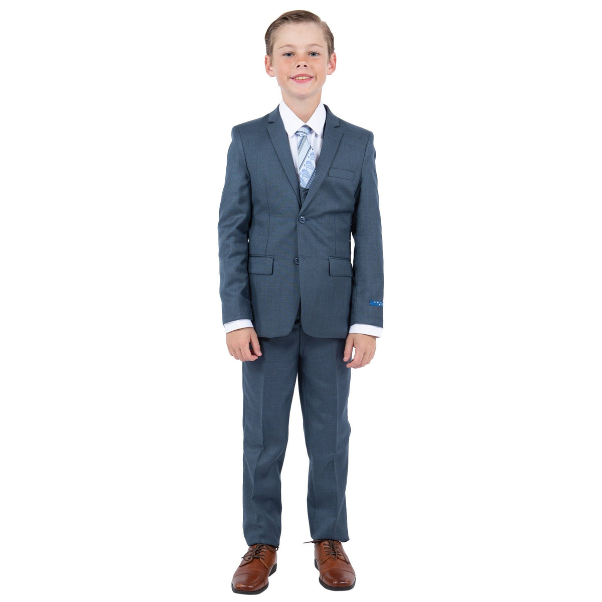 Perry Ellis Boy's Sharkskin 5pc Suit - Bundle Bus