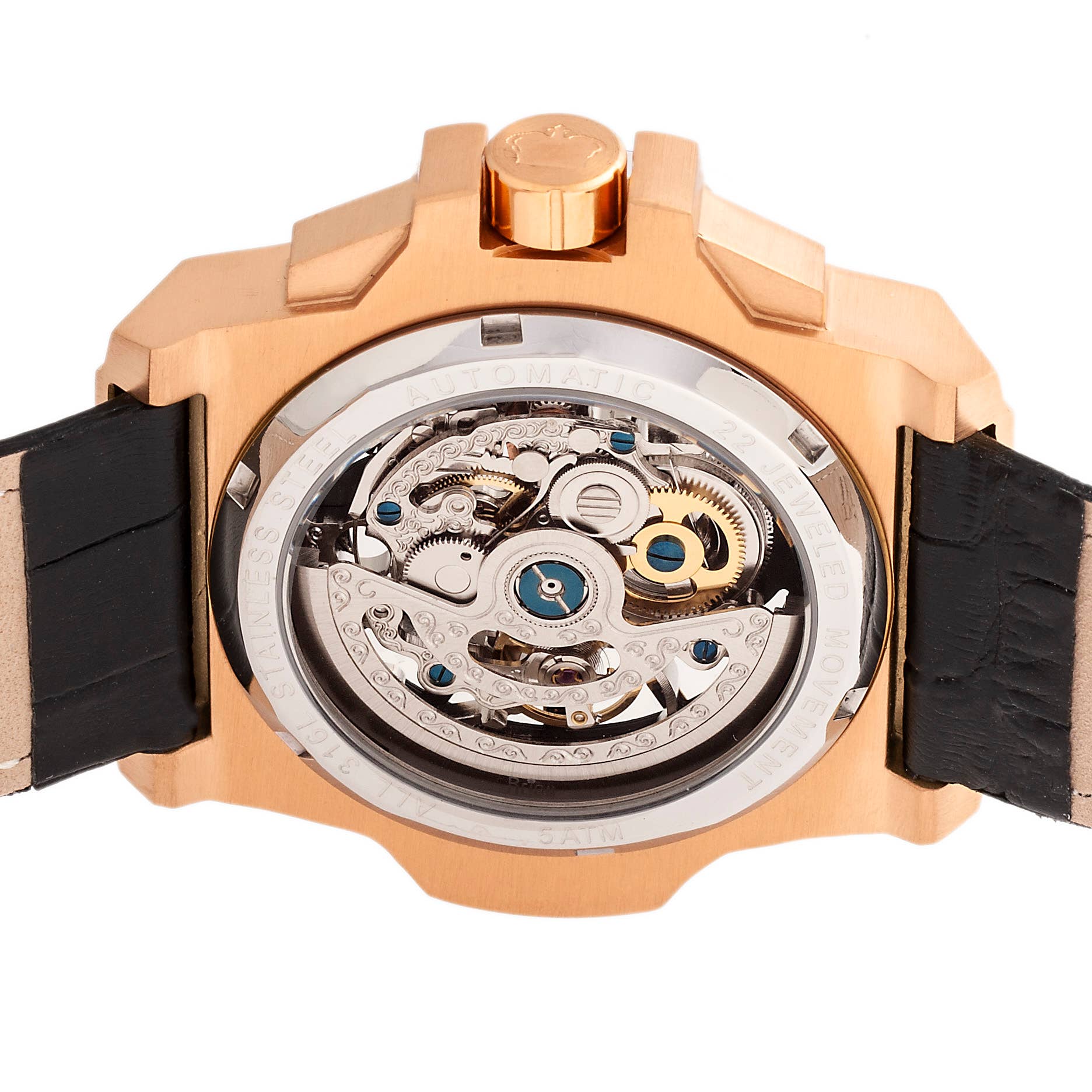 Reign Commodus Automatic Leather - Band Skeleton Watch - Bundle Bus