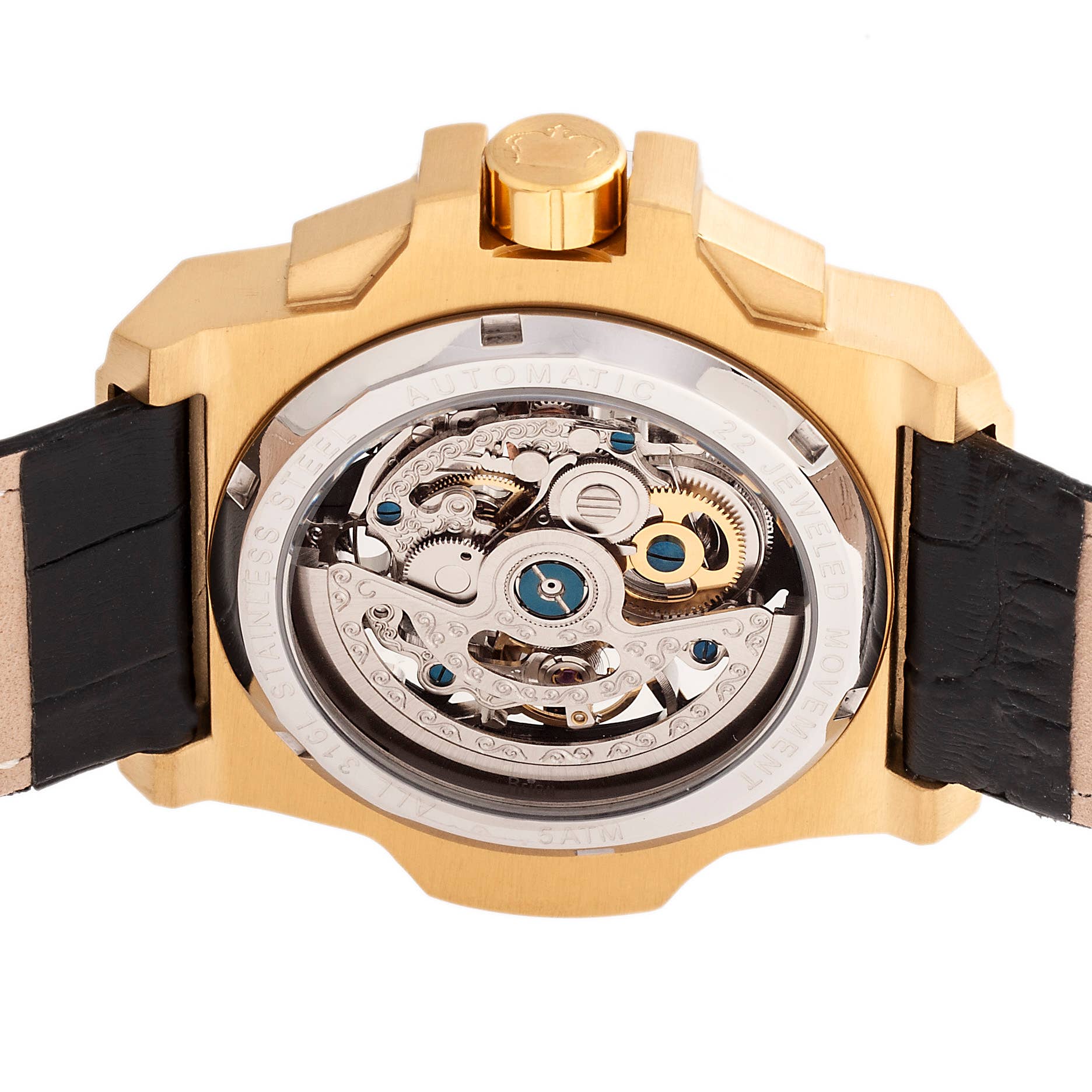 Reign Commodus Automatic Leather - Band Skeleton Watch - Bundle Bus