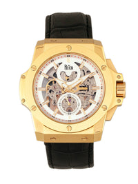 Reign Commodus Automatic Leather - Band Skeleton Watch - Bundle Bus