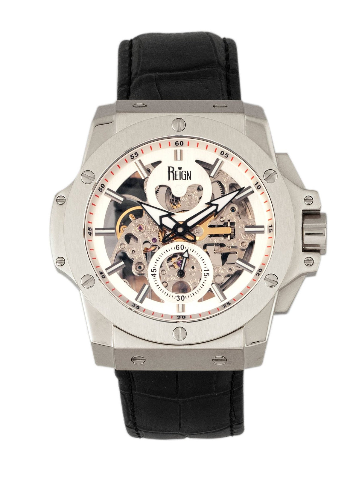 Reign Commodus Automatic Leather - Band Skeleton Watch - Bundle Bus