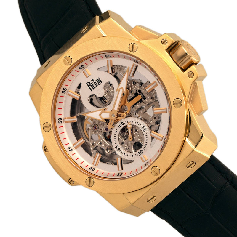 Reign Commodus Automatic Leather - Band Skeleton Watch - Bundle Bus