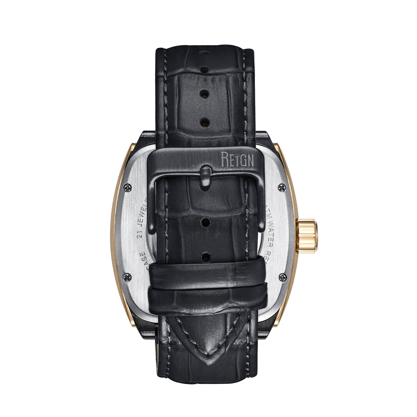 Reign Olympia Automatic Semi - Skeleton Leather - Band Watch - Bundle Bus