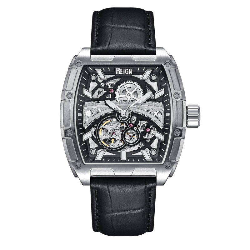 Reign Olympia Automatic Semi - Skeleton Leather - Band Watch - Bundle Bus