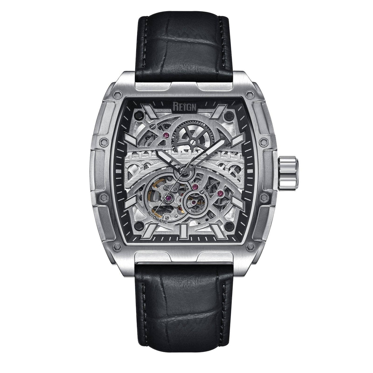 Reign Olympia Automatic Semi - Skeleton Leather - Band Watch - Bundle Bus