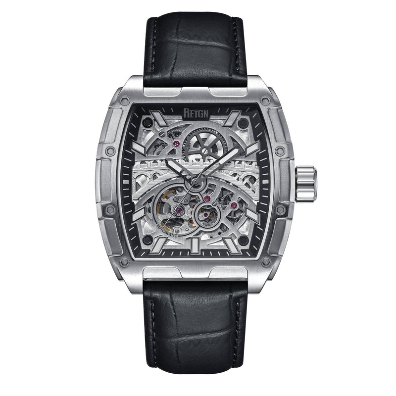 Reign Olympia Automatic Semi - Skeleton Leather - Band Watch - Bundle Bus