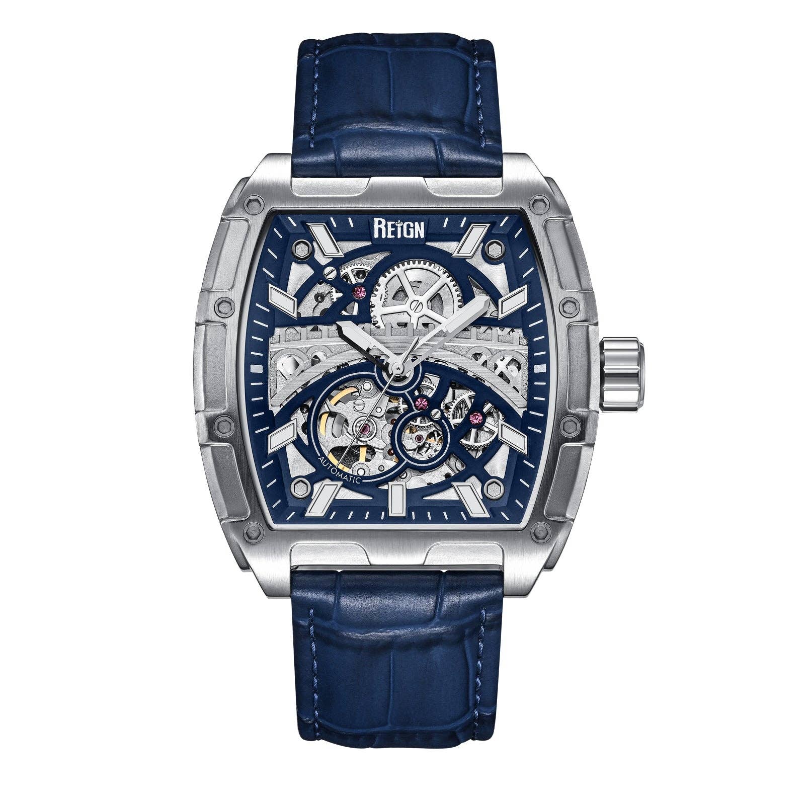 Reign Olympia Automatic Semi - Skeleton Leather - Band Watch - Bundle Bus