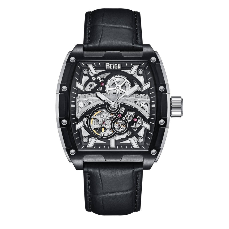 Reign Olympia Automatic Semi - Skeleton Leather - Band Watch - Bundle Bus