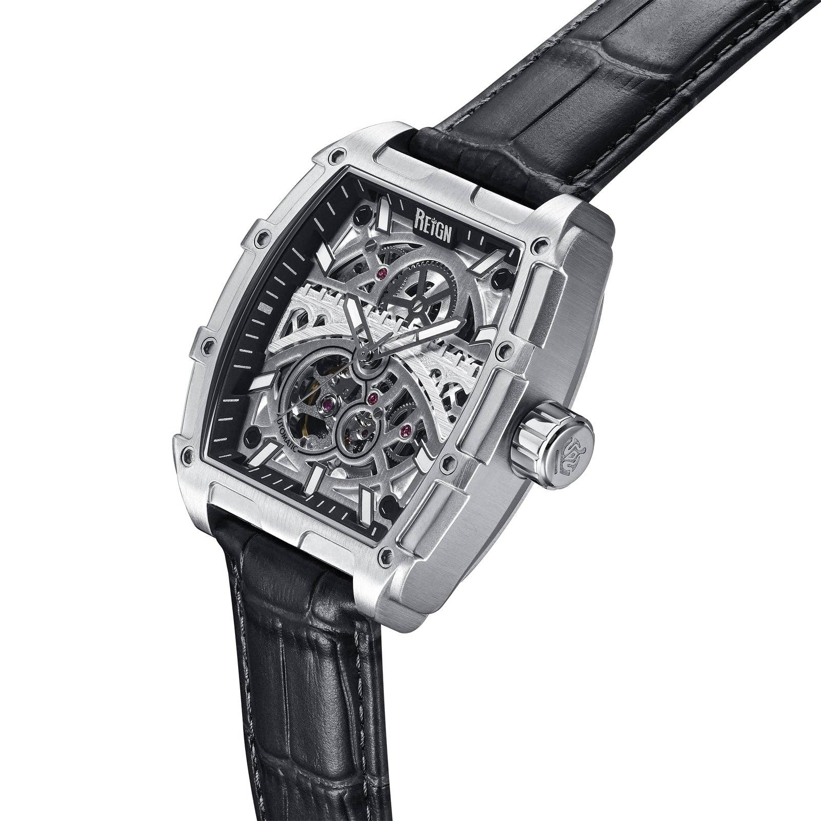 Reign Olympia Automatic Semi - Skeleton Leather - Band Watch - Bundle Bus