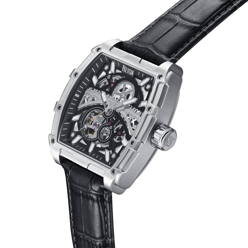Reign Olympia Automatic Semi - Skeleton Leather - Band Watch - Bundle Bus