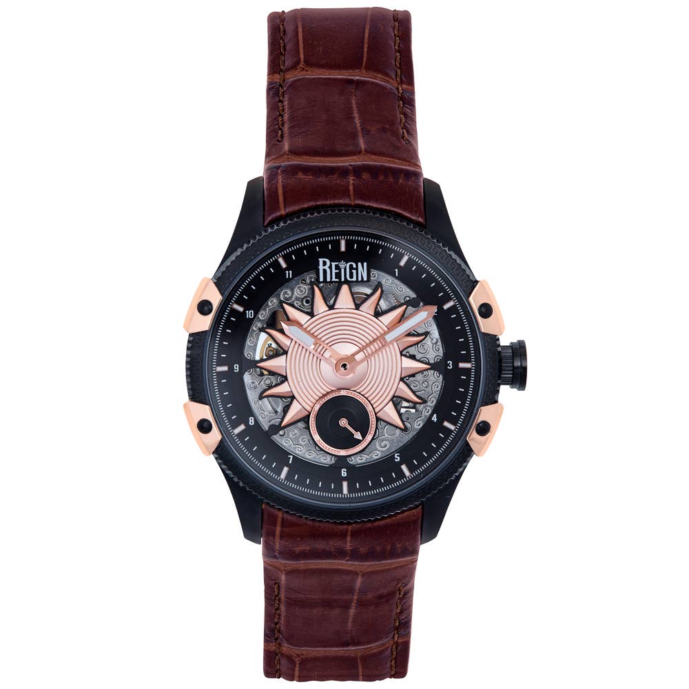 Reign Solstice Automatic Leather - Band Skeleton Watch - Bundle Bus