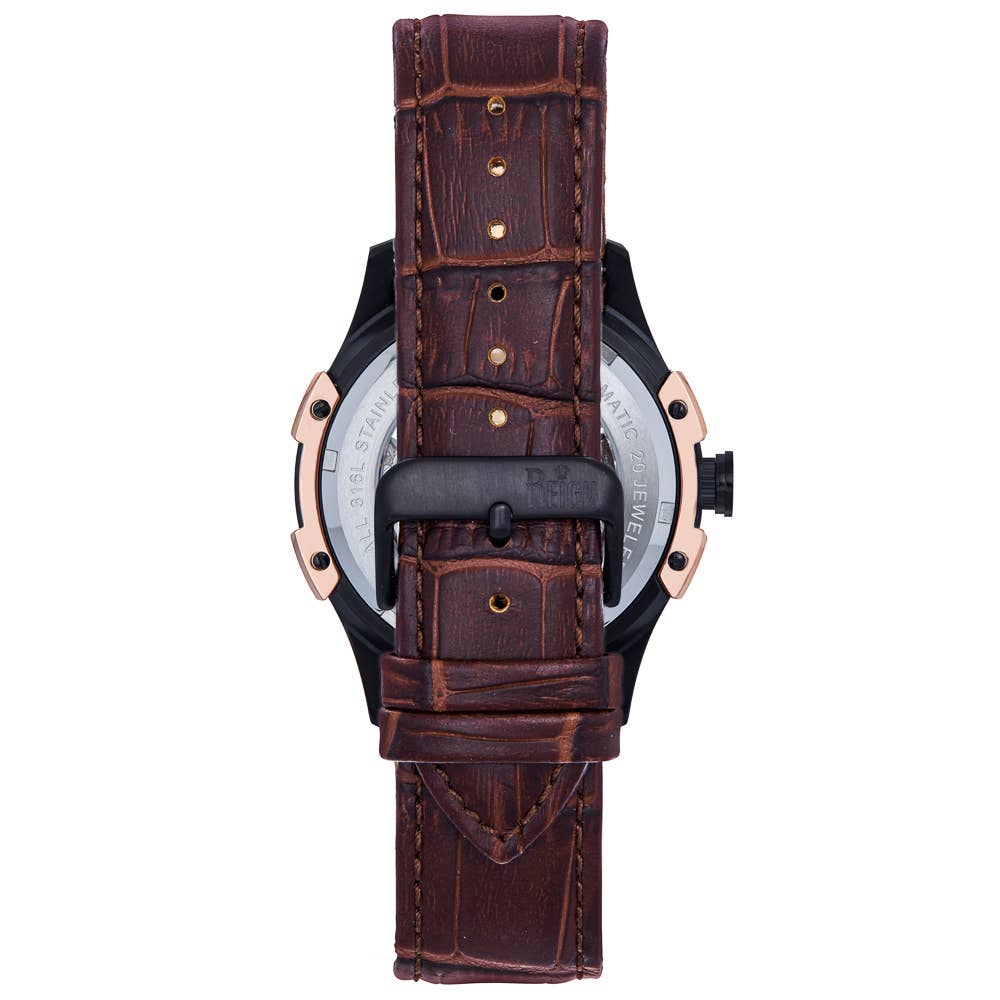 Reign Solstice Automatic Leather - Band Skeleton Watch - Bundle Bus