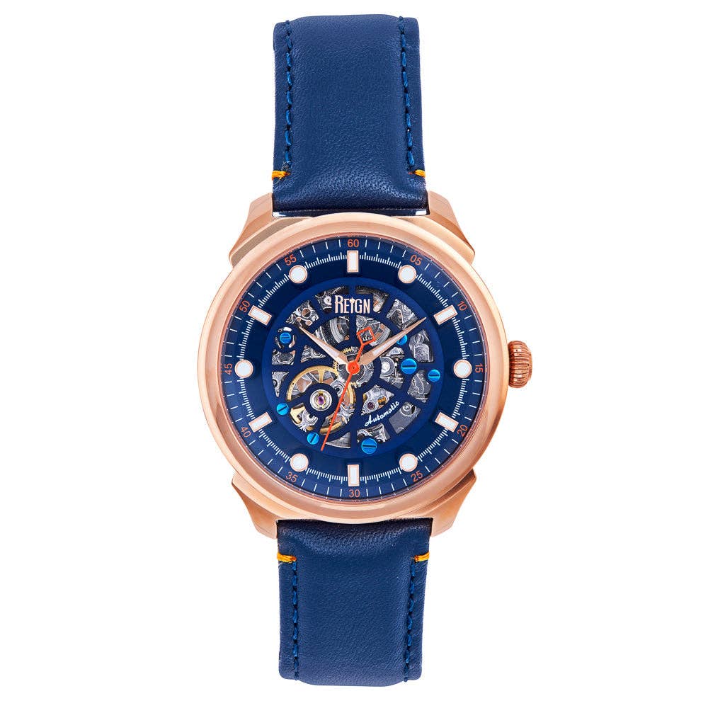 Reign Weston Automatic Leather - Band Skeleton Watch - Bundle Bus
