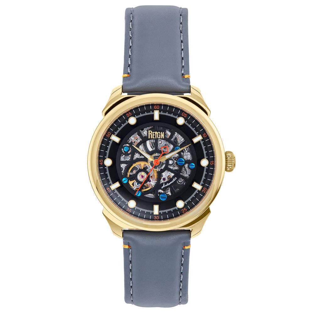 Reign Weston Automatic Leather - Band Skeleton Watch - Bundle Bus