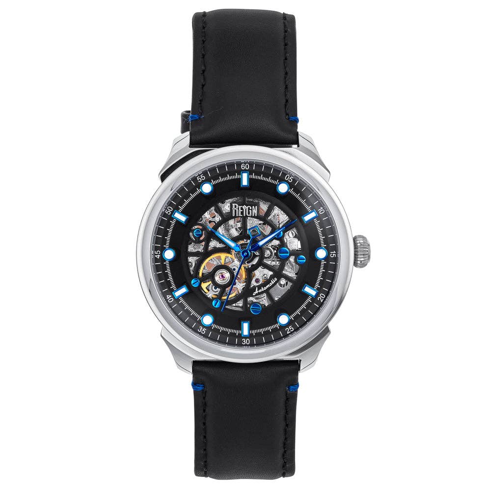 Reign Weston Automatic Leather - Band Skeleton Watch - Bundle Bus