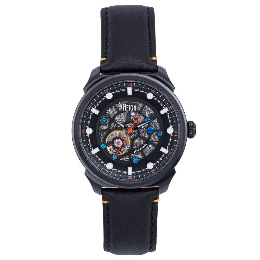 Reign Weston Automatic Leather - Band Skeleton Watch - Bundle Bus