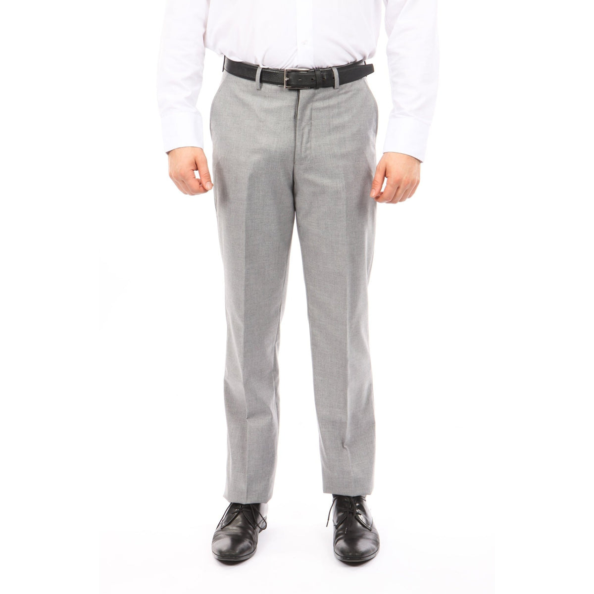 Slim Fit Hemmed Bottom Dress Pants Solid Lt Grey - Bundle Bus